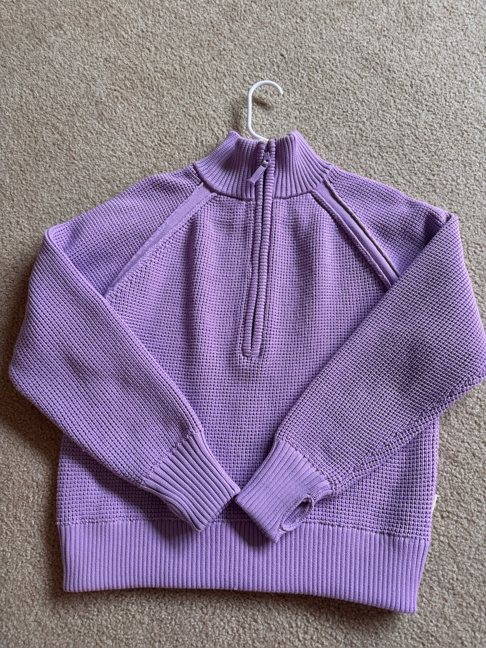 OFFLINE By Aerie Cool Down Quarter Zip Waffle Sweater-Lovely Lilac